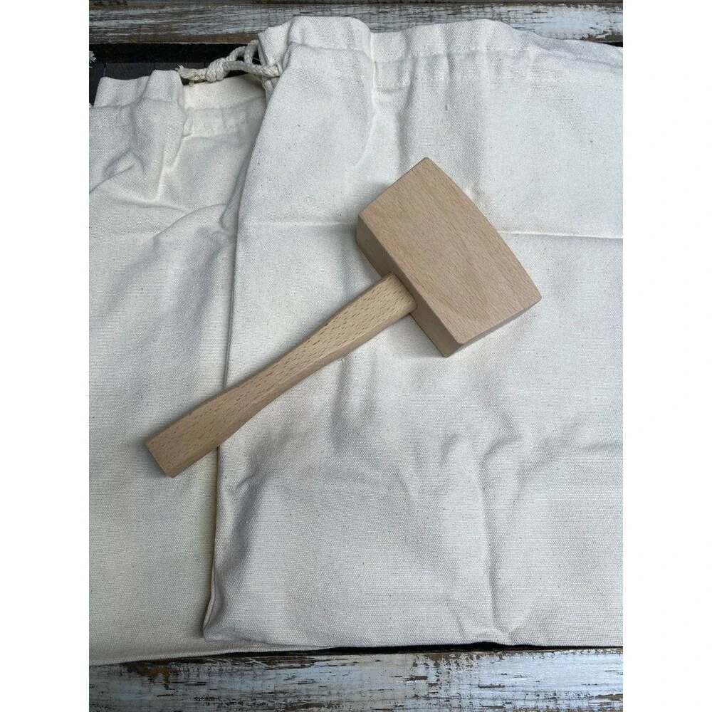 3 pc Ice Mallet & Bag Set-Reusable Canvas Crushed Ice Reusable Home Party Bar